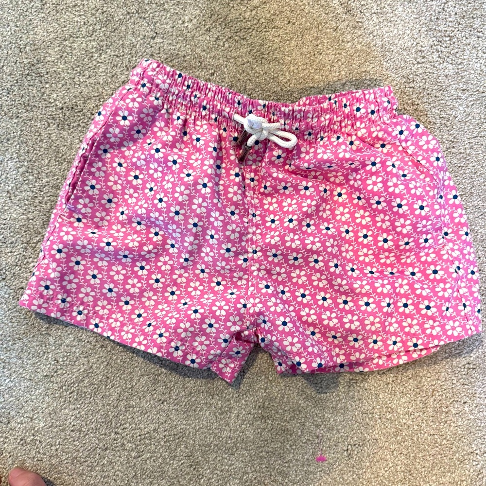 Kids Pink Floral Swim Trunks 98 coast ave daisy print blue white medium